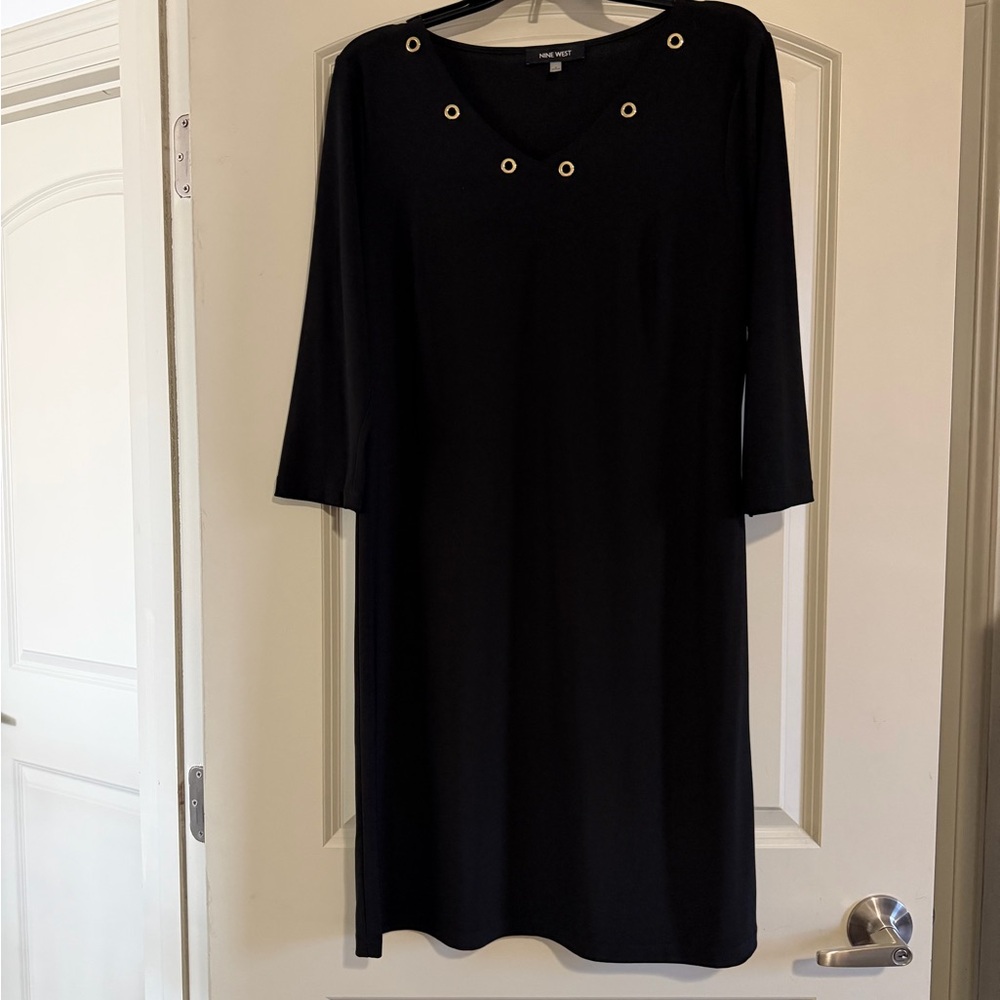 Nine West Black Long Sleeve Dress with Grommet Details